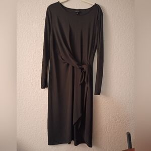 Elegant Black Long Sleeve Dress With Side Tie M